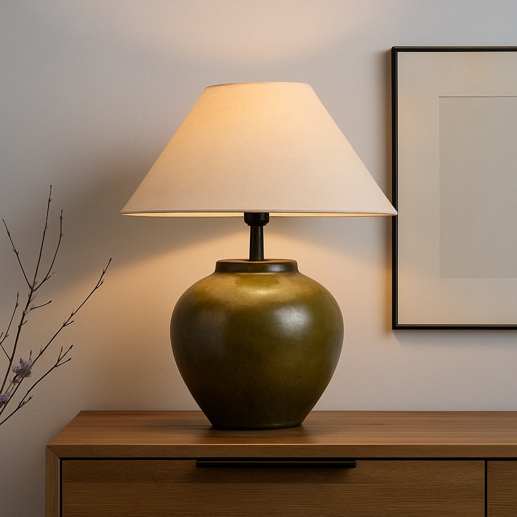 lampa ceramica eros cu abajur textil, 43 x 36 cm, homedit - Image 3