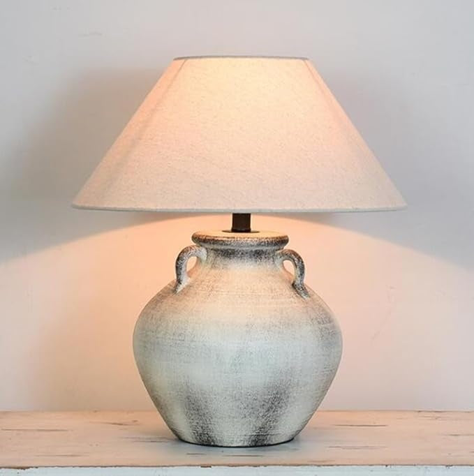 lampa ceramica cu abajur textil cupra, 51 x45 cm, homedit - Image 4