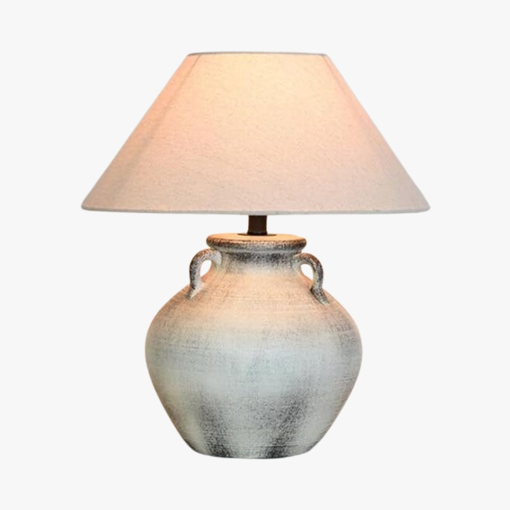 lampa ceramica cu abajur textil cupra, 51 x45 cm, homedit - Image 2
