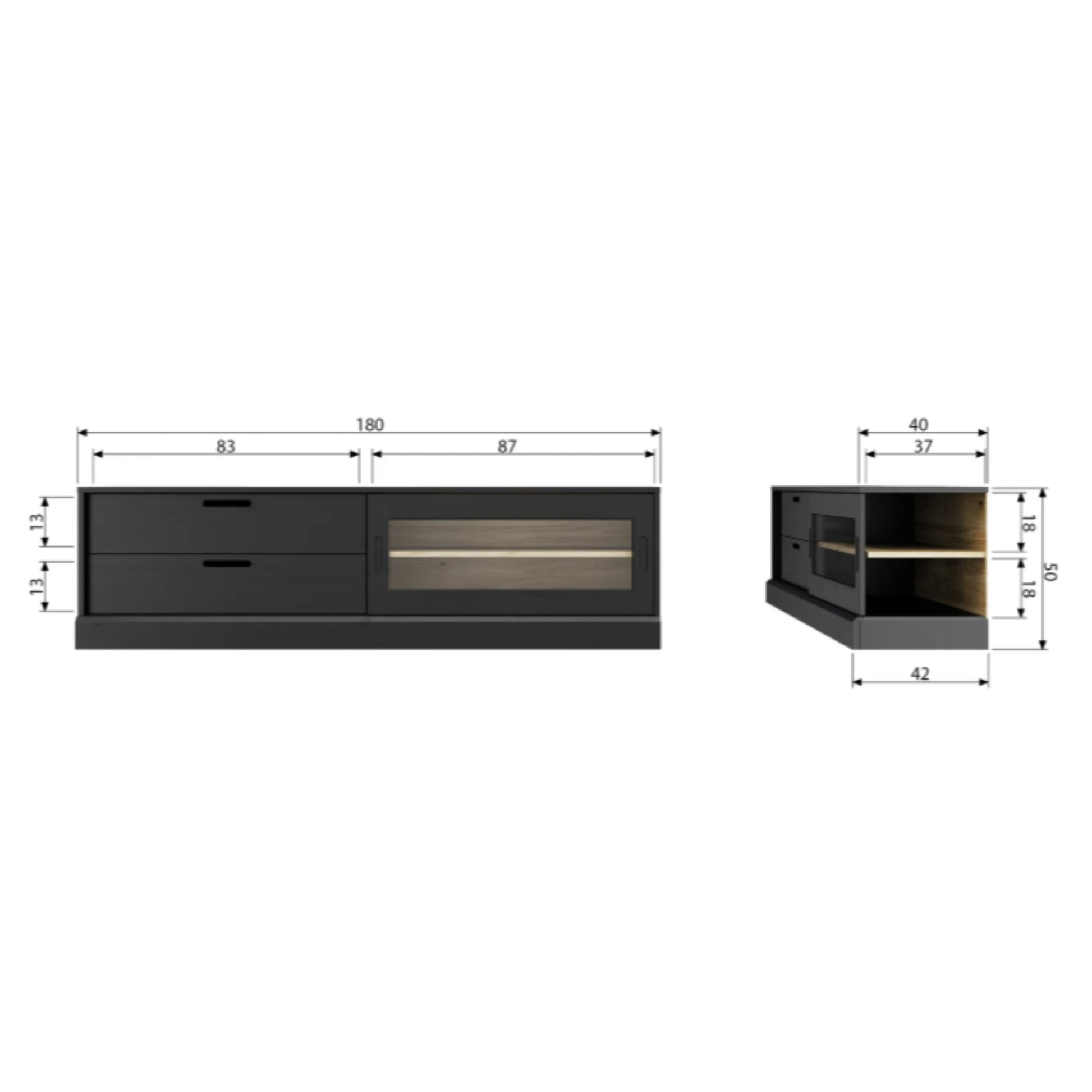 comoda tv tidoc, lemn masiv de pin, 180 x 50 x 42 cm, homedit - Image 3