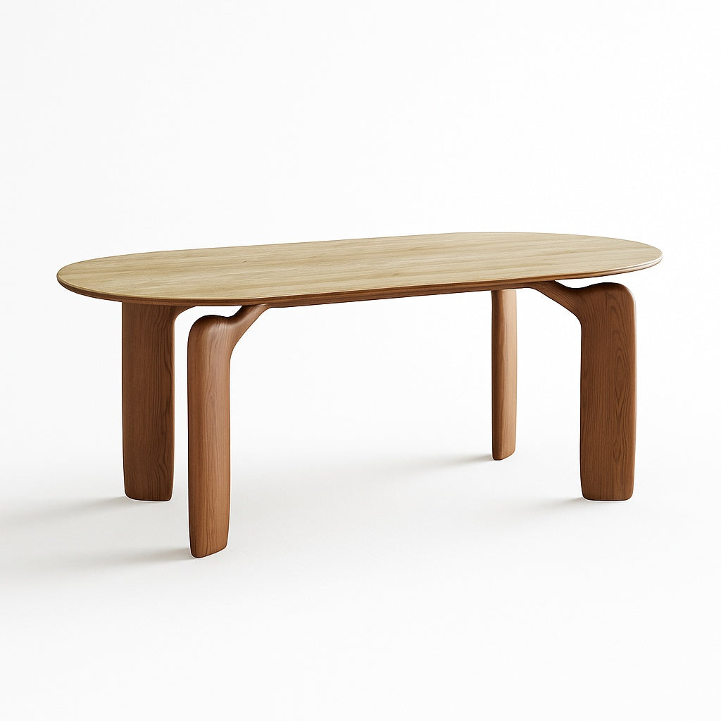 Masa premium Lyon, lemn masiv de frasin si blat din ardezie, maro, 140 x 80 cm, Homedit - Image 2