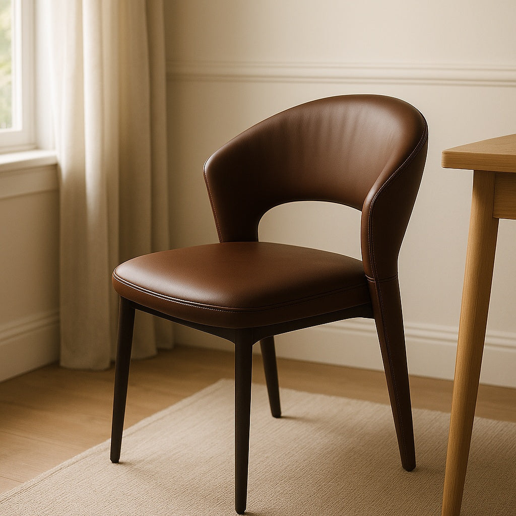 Scaun Decco, piele maro, 78 (46) x 53 x 56 cm, Homedit - Image 3