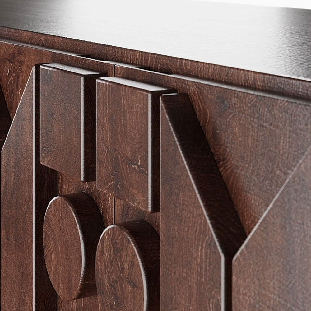 Comoda TV maro din lemn masiv stejar 180 cm premium Geotry, 180 x 40 x 65 cm, Homedit - Image 4