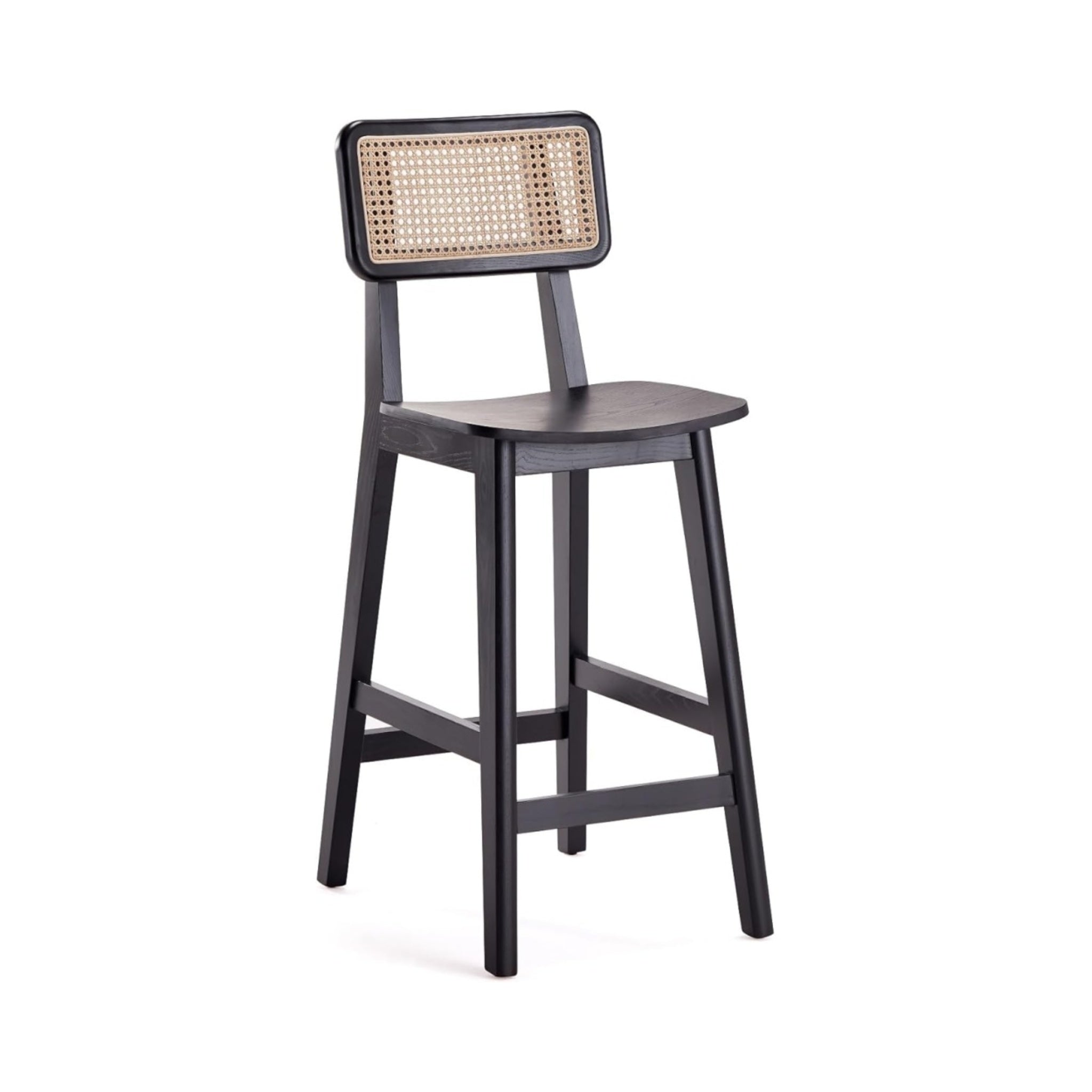 scaun de bar din lemn de cauciuc rika, scaun lemn si ratan, homedit - Image 2