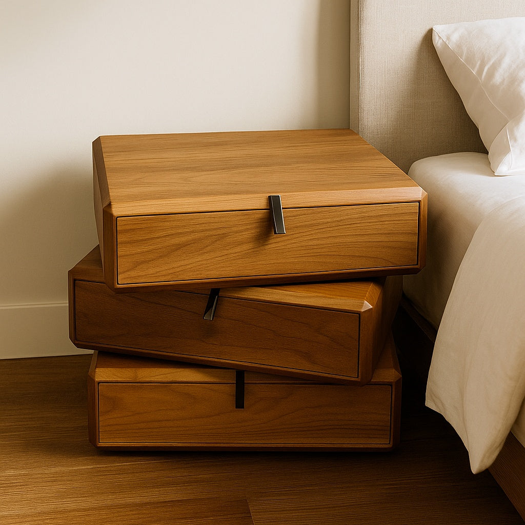 Noptiera Light Walnut, cu sertare rotative Opus, 50 x 40 x 50 cm, Homedit - Image 2