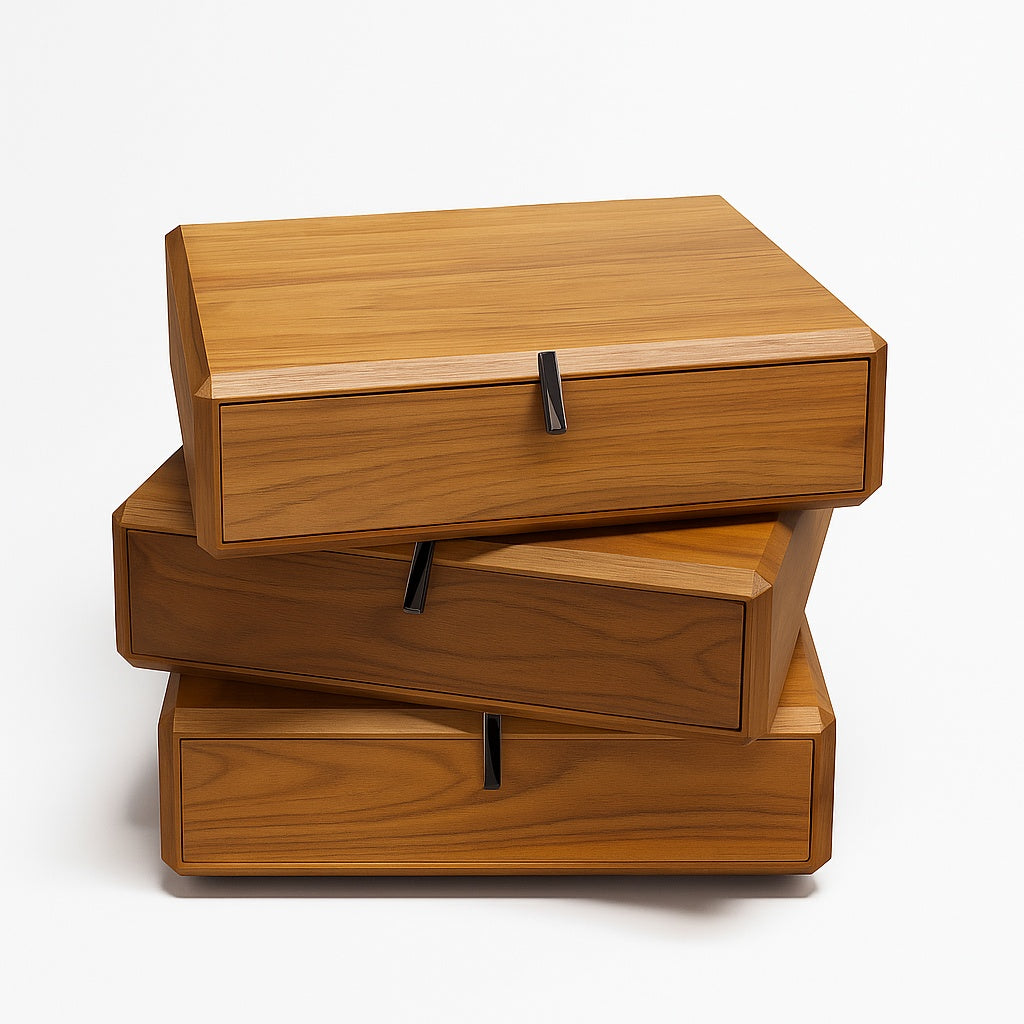 Noptiera Light Walnut, cu sertare rotative Opus, 50 x 40 x 50 cm, Homedit - Image 4