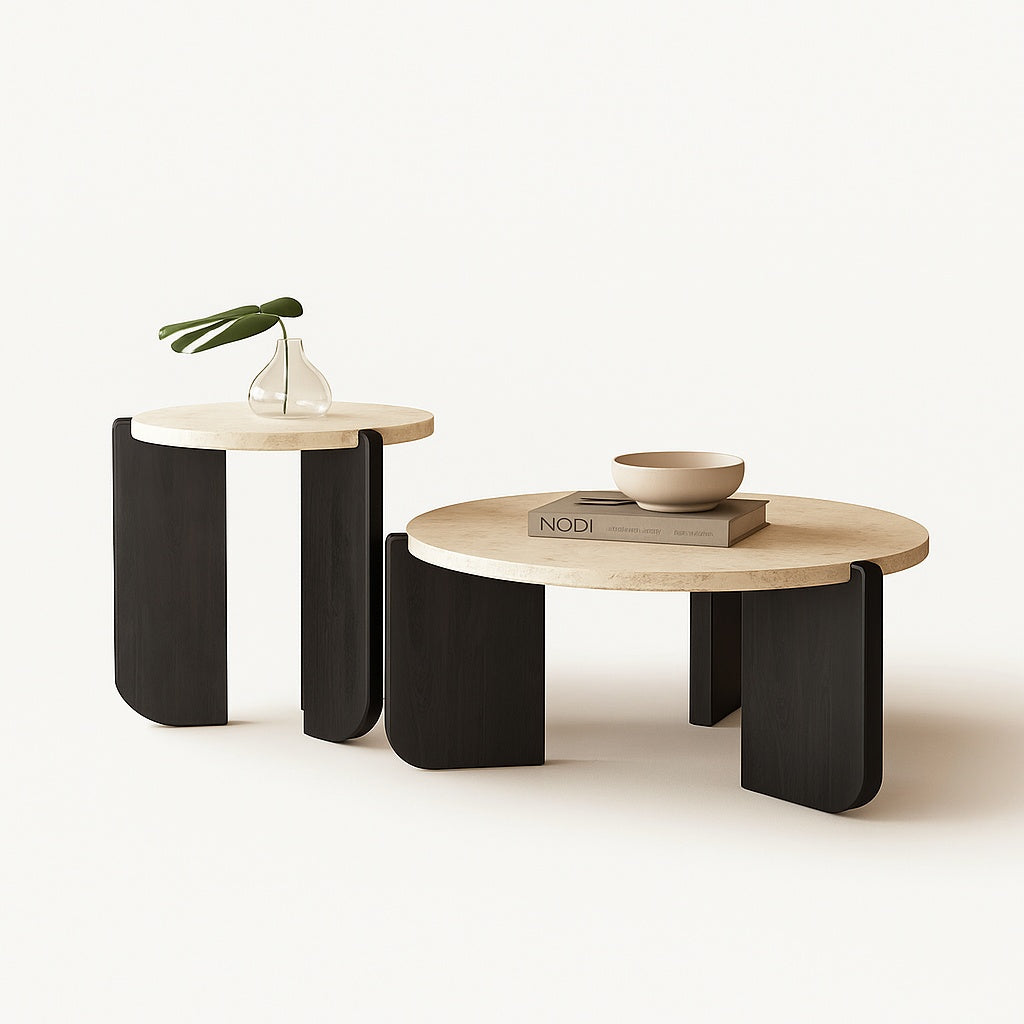 Set doua mese mese lemn si trrazzo , Luce, stejar rosu si Terrazzo, Homedit - Image 6