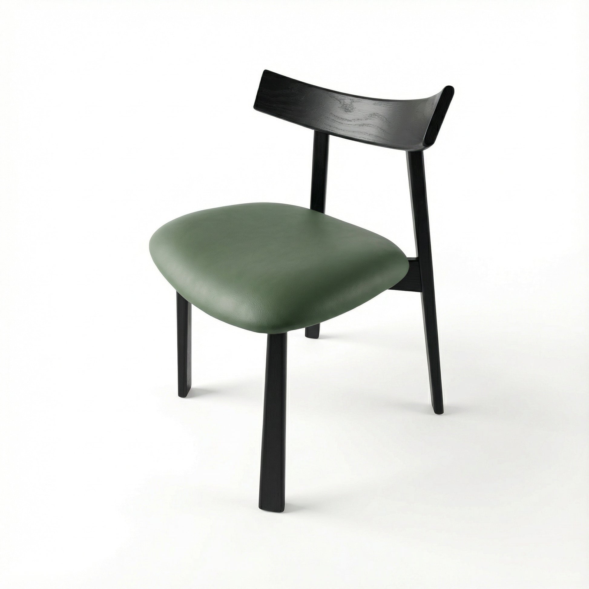 Scaun premium Golian din lemn masiv, piele verde, Homedit - Image 2