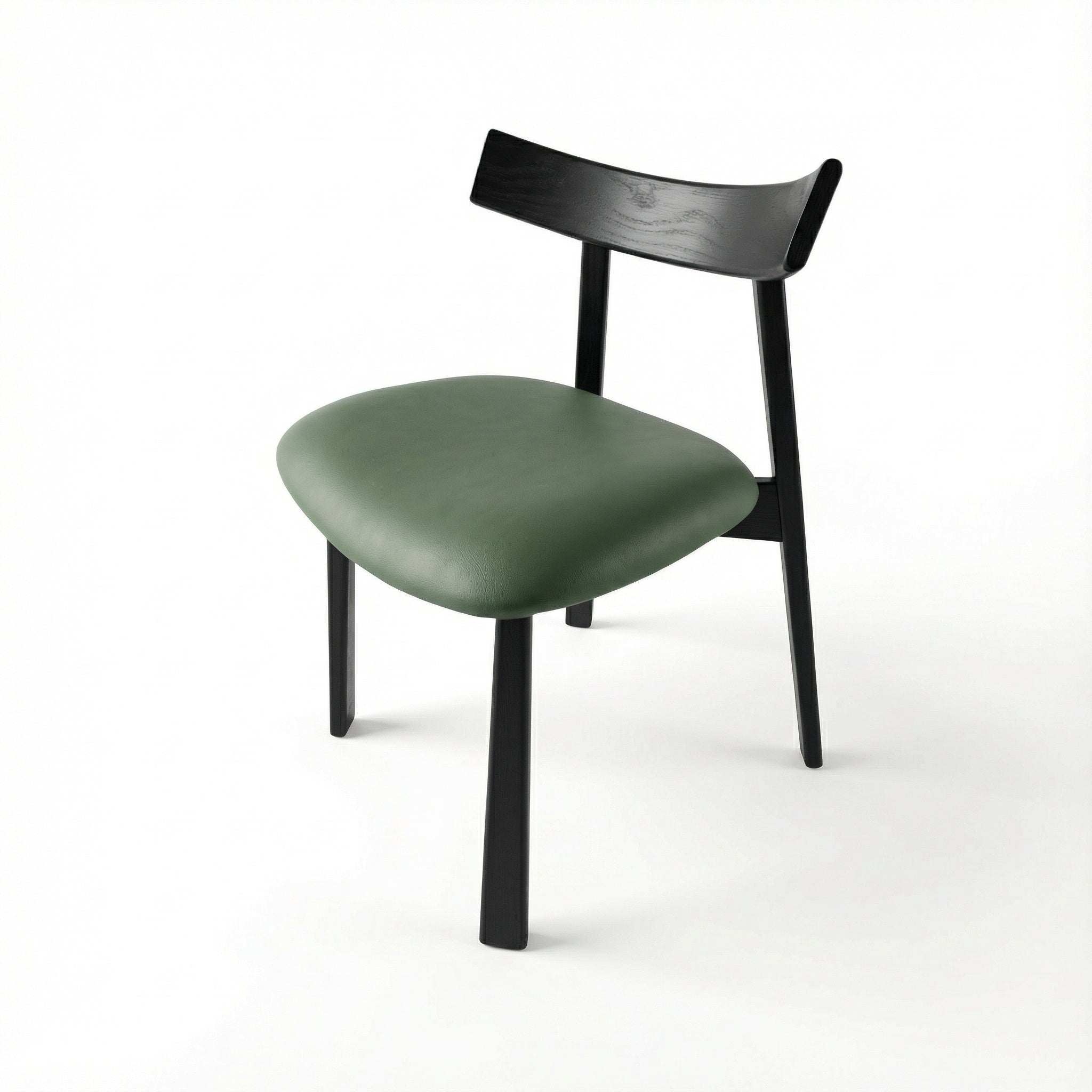 Scaun premium Golian din lemn masiv, piele verde, Homedit - Image 2