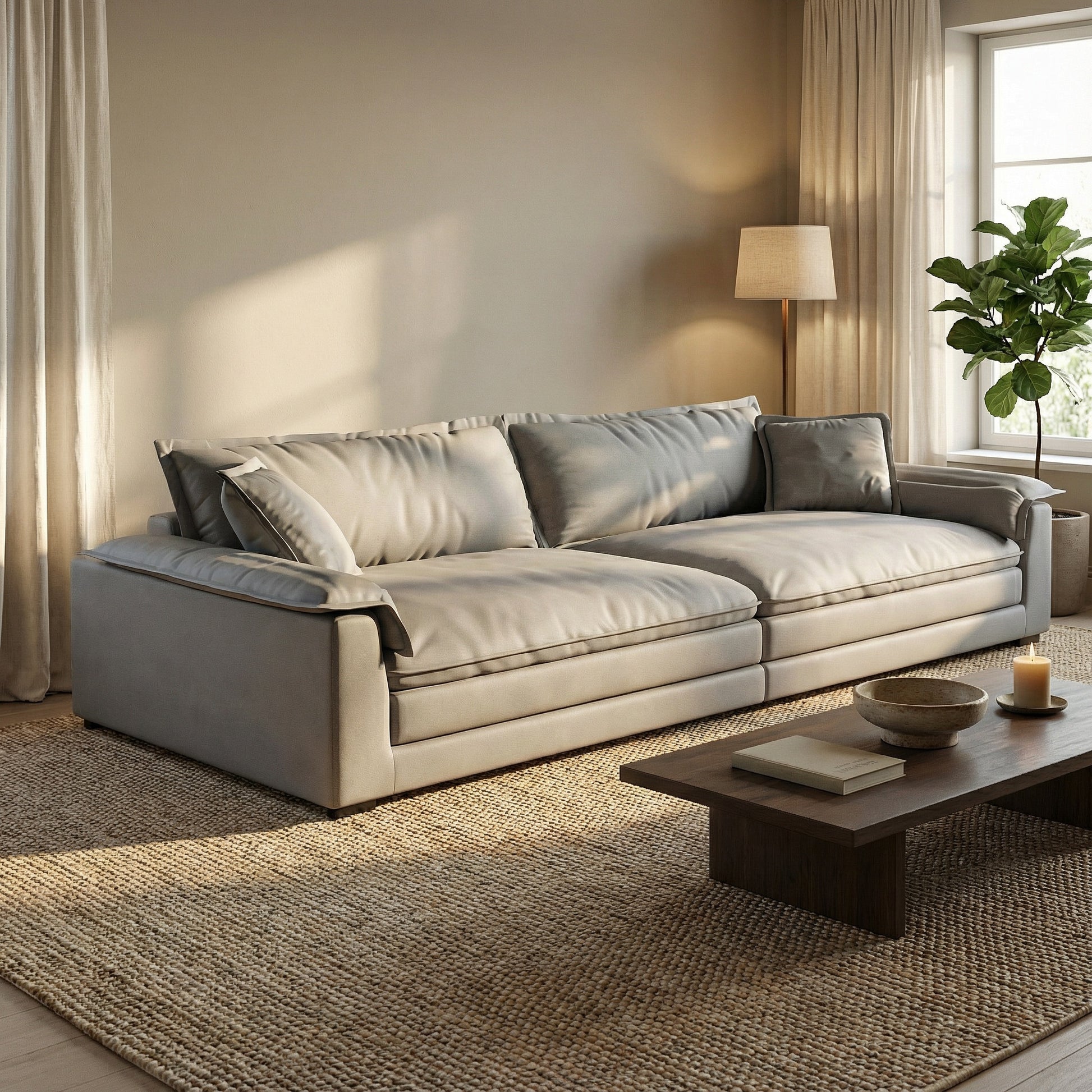 Canapea Alyma, gri deschis, topper si material tehnologic anti pata, Homedit - Image 3