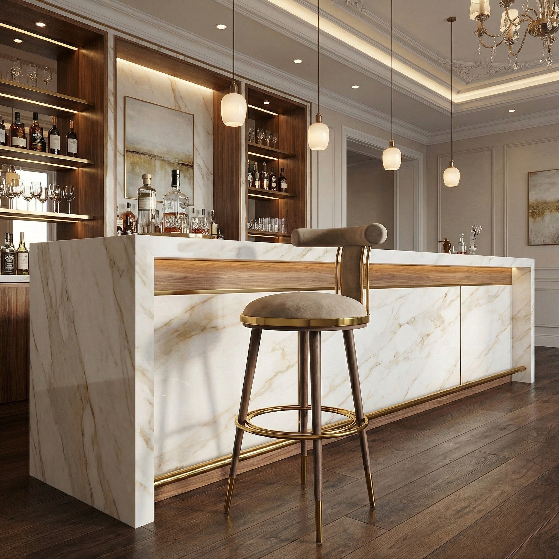 Scaun de bar otel galvanizat Brew beige, inaltime sezut 75 cm, Homedit - Image 3