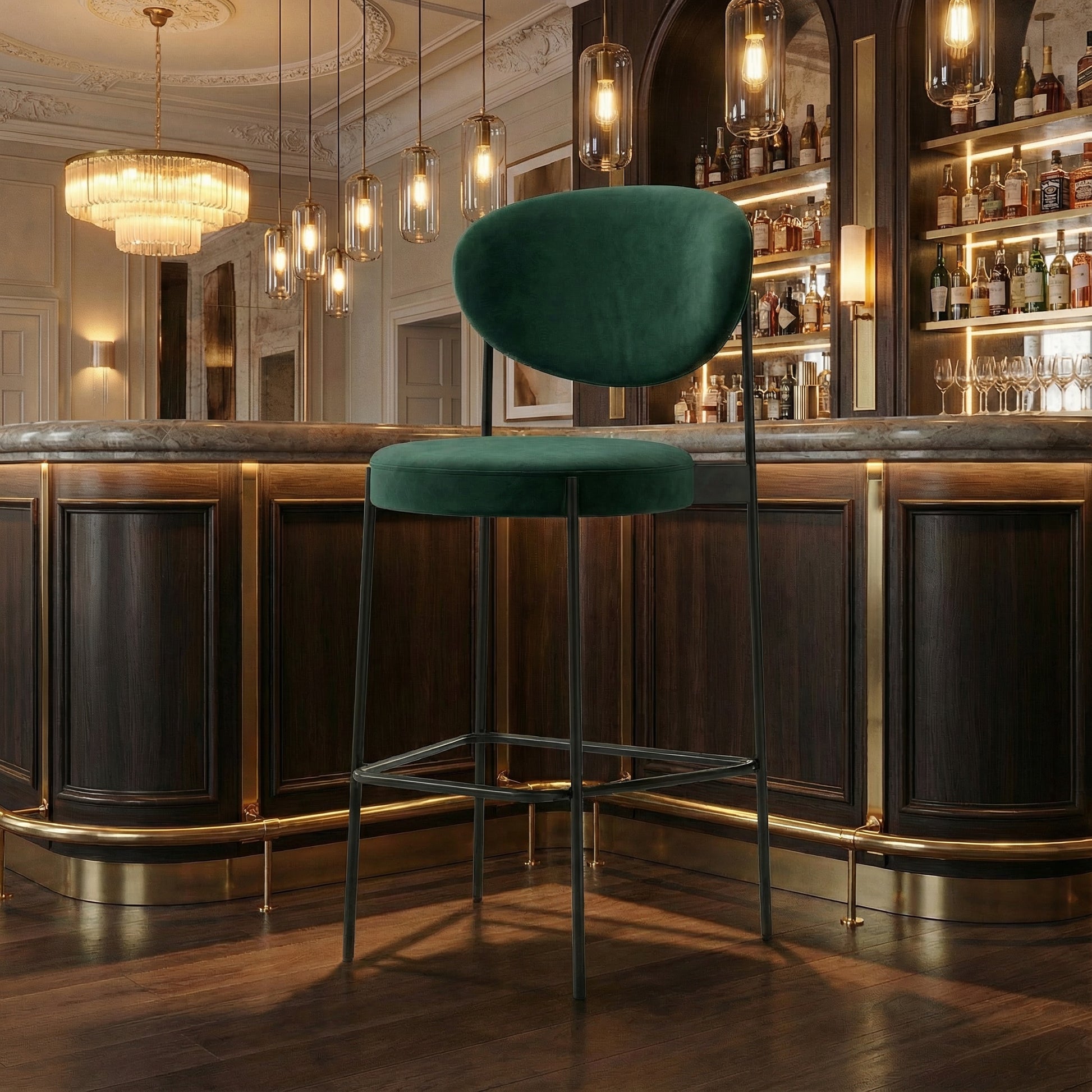 Scaun de bar 120 cm catifea smarald Loft, Homedit - Image 3
