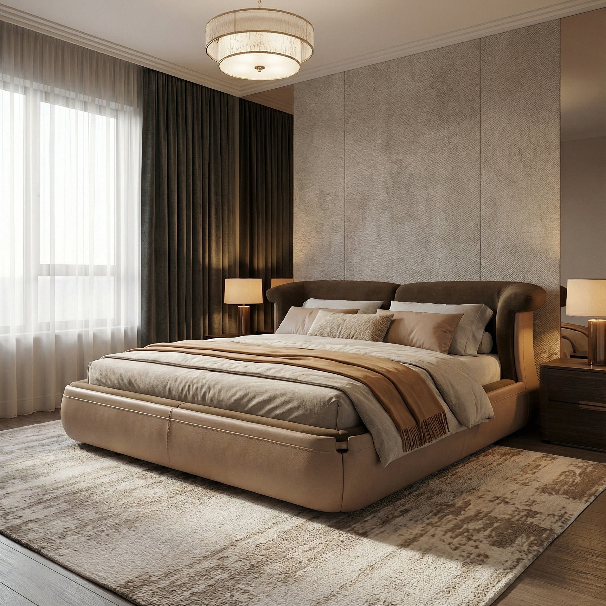 pat tapitat cu somiera rona, piele si textil, homedit - Image 3