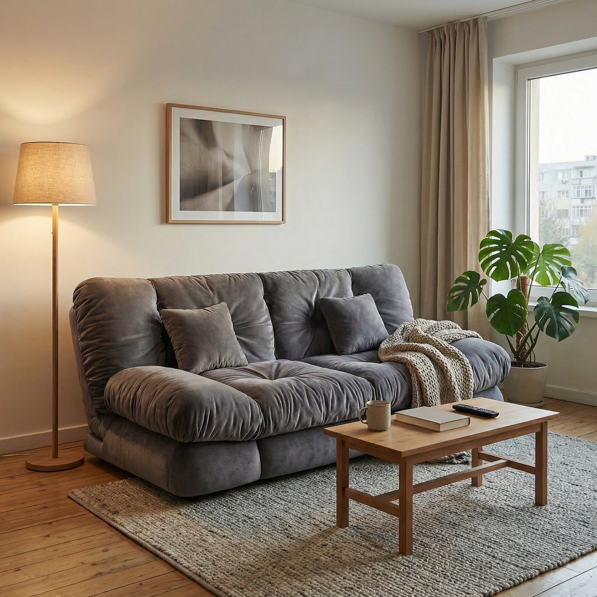 Canapea extensibila catifea Camel plus, canapea cu depozitare, Homedit - Image 4