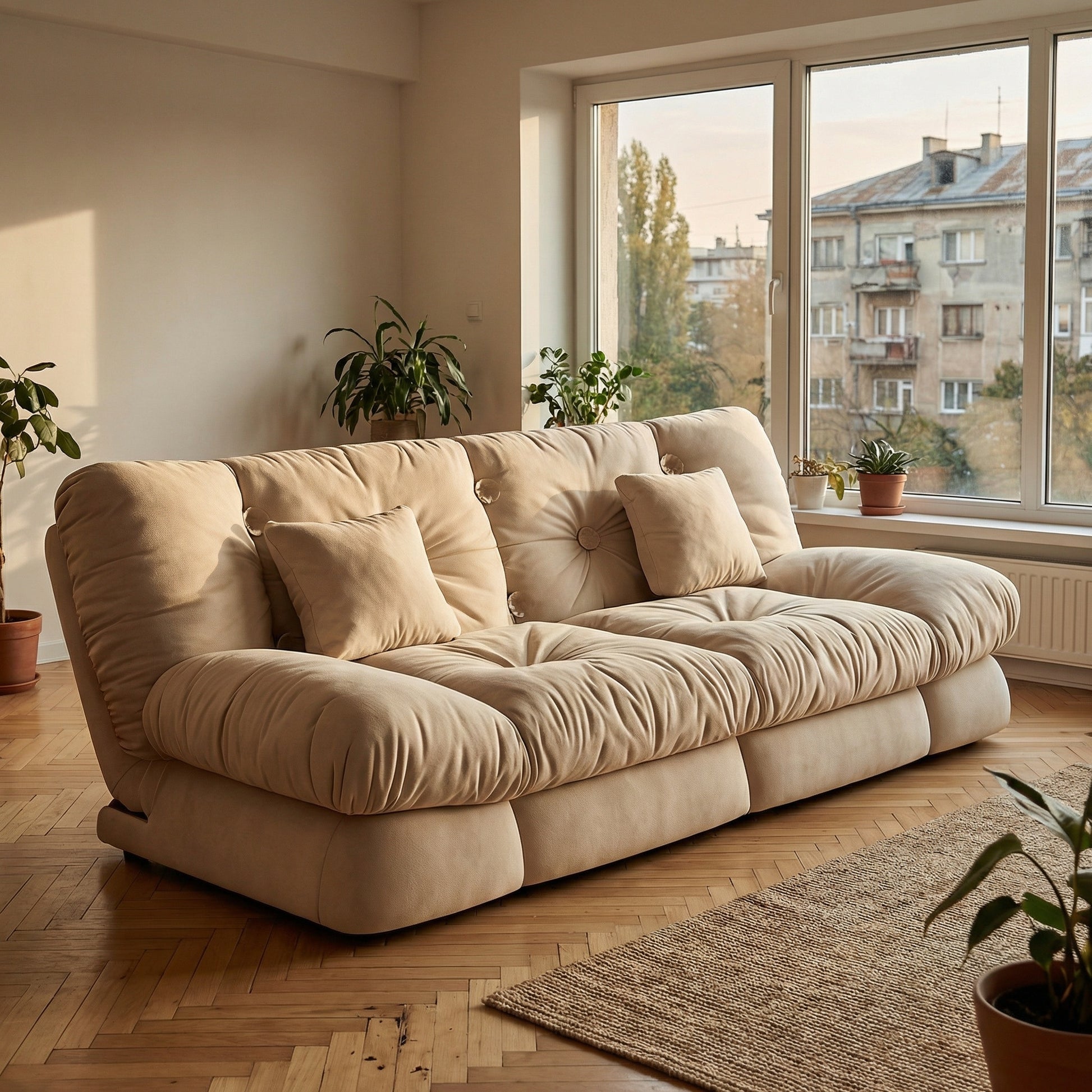 Canapea extensibila catifea Camel plus, canapea cu depozitare, Homedit - Image 3