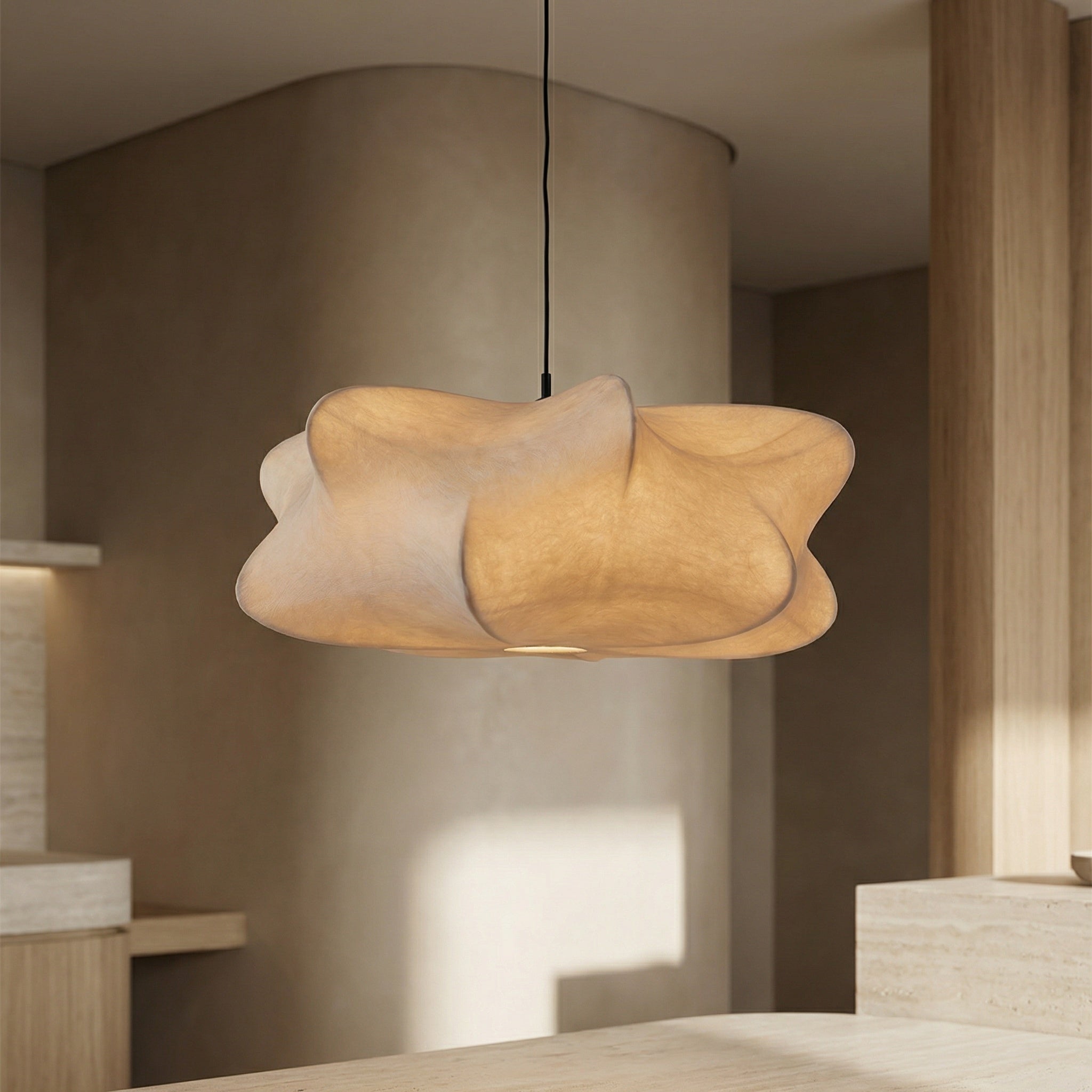 lampa suspendata lunea, 60 × 28 cm abajur din mătase, homedit - Image 3