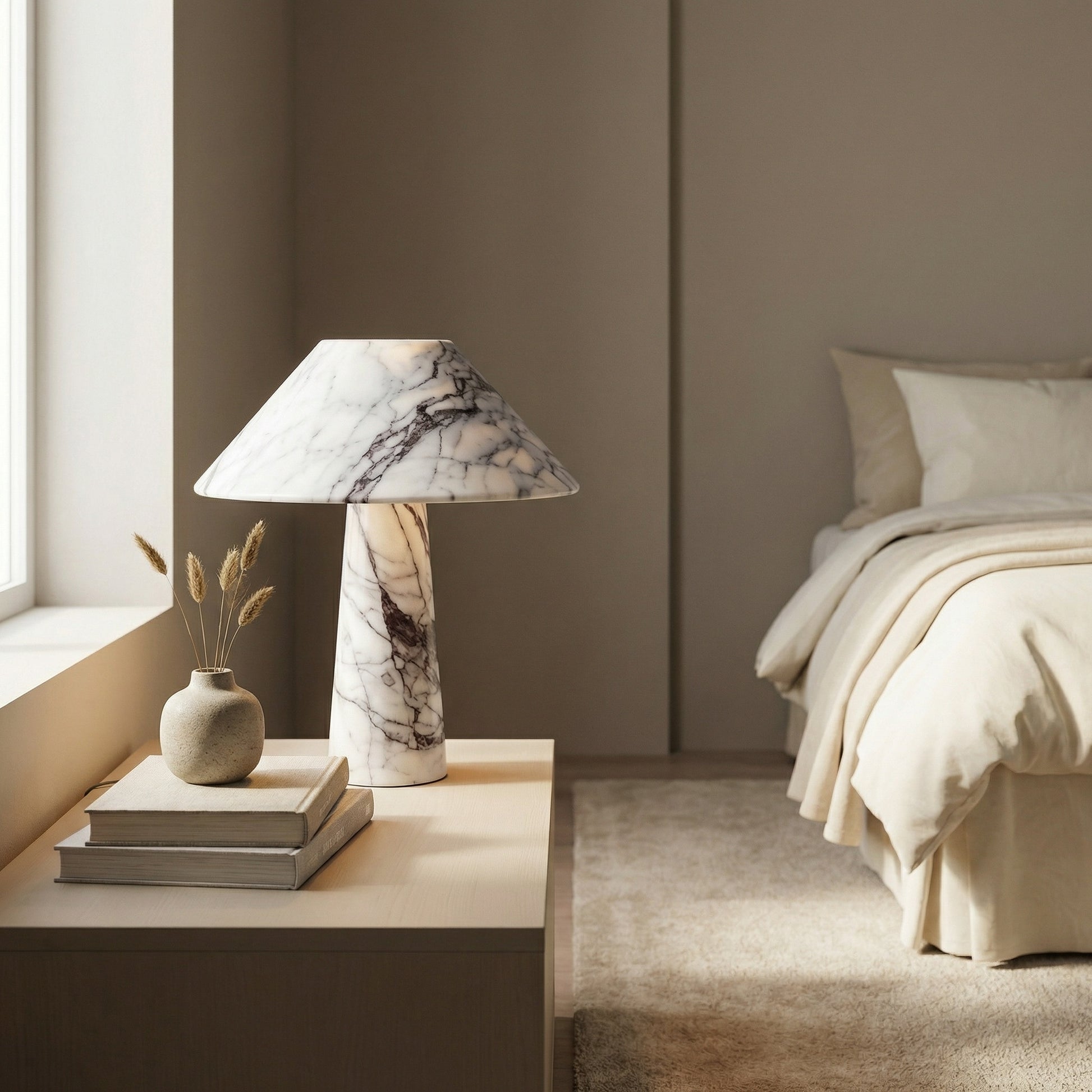 lampa din marmura, 32 cm x 30 cm alba, Marby, homedit - Image 3