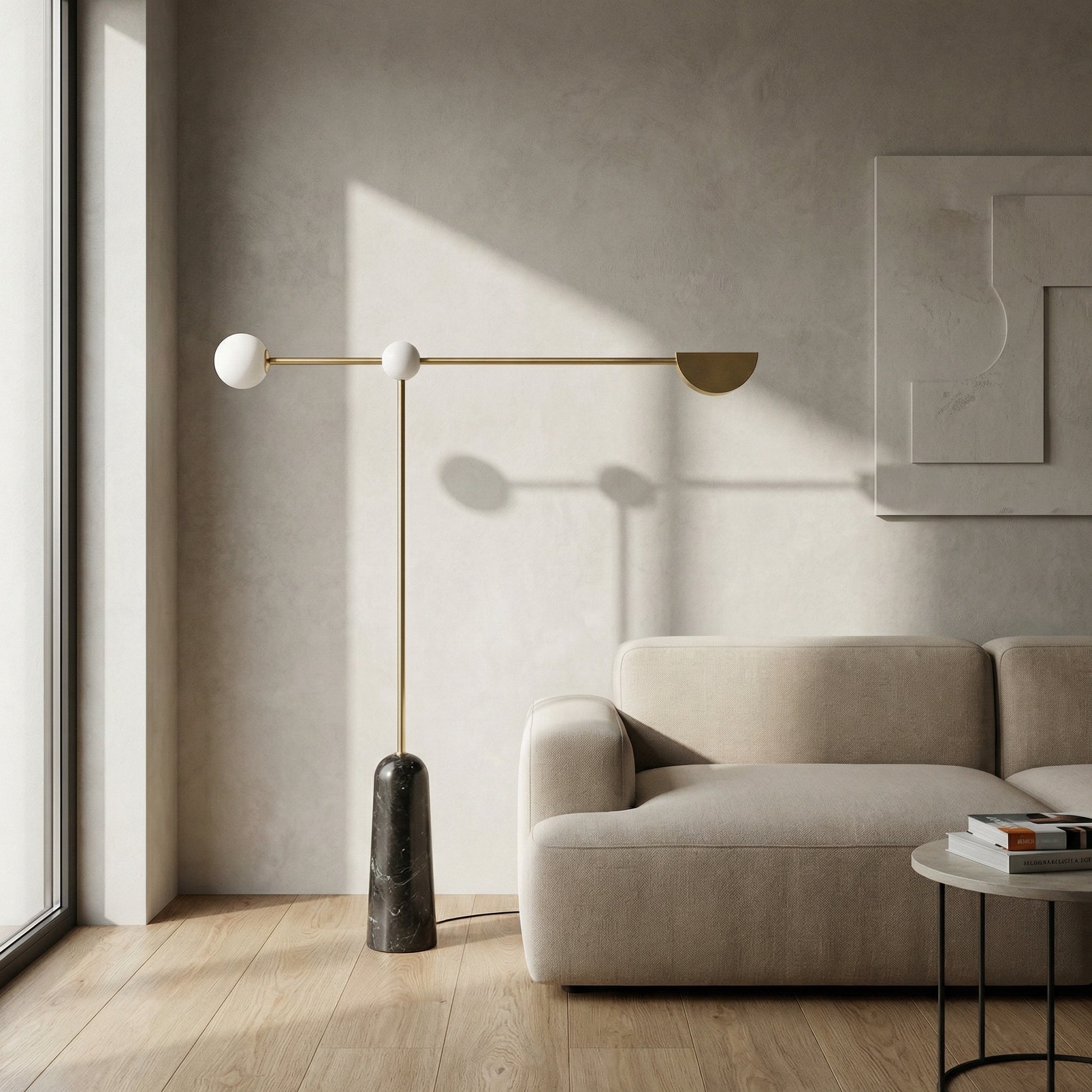 lampadar 150 cm h, marmura si auriu periat, Mono, homedit - Image 3