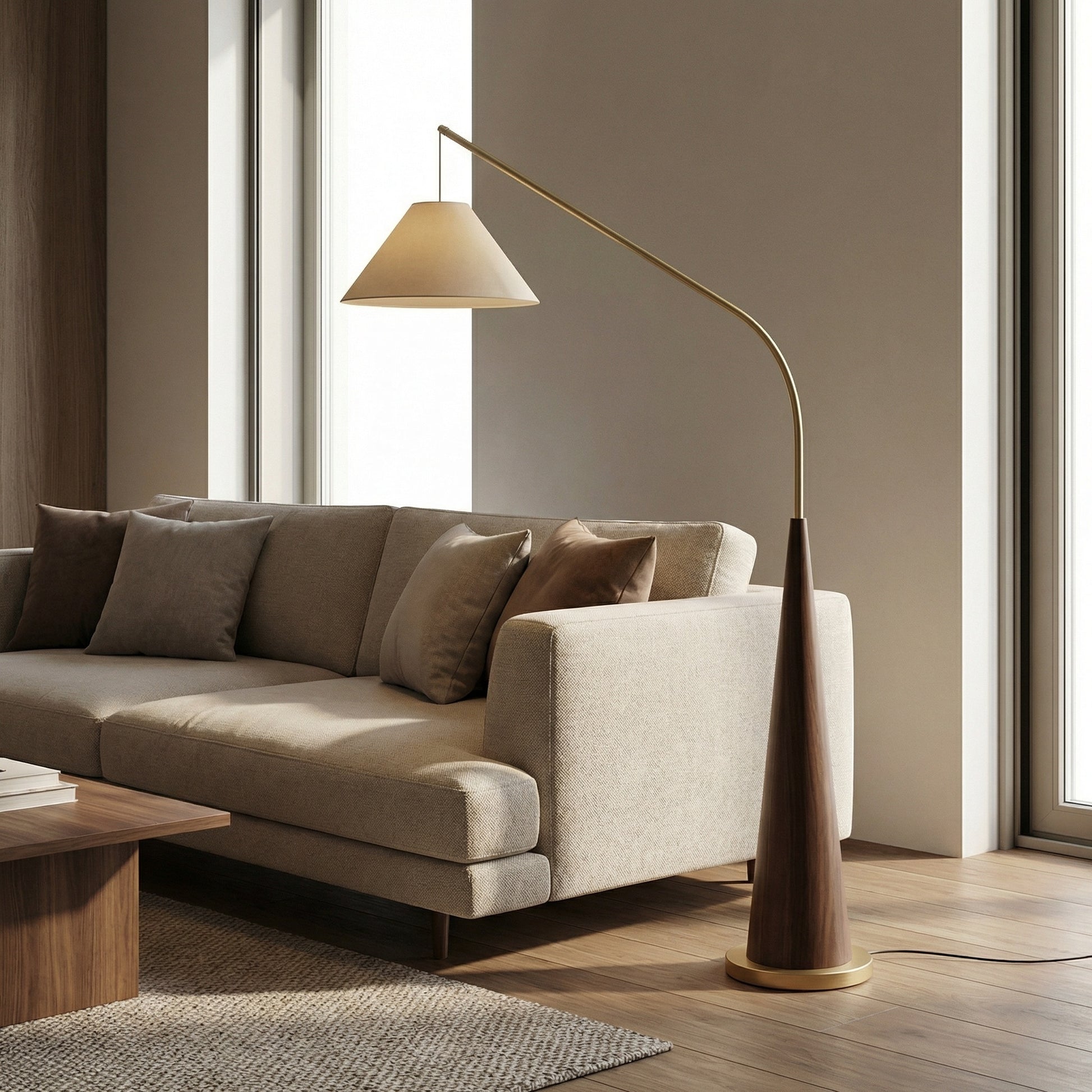 lampadar dimabil 210 cm h, cu finisaj efect nuc Yron, homedit - Image 3