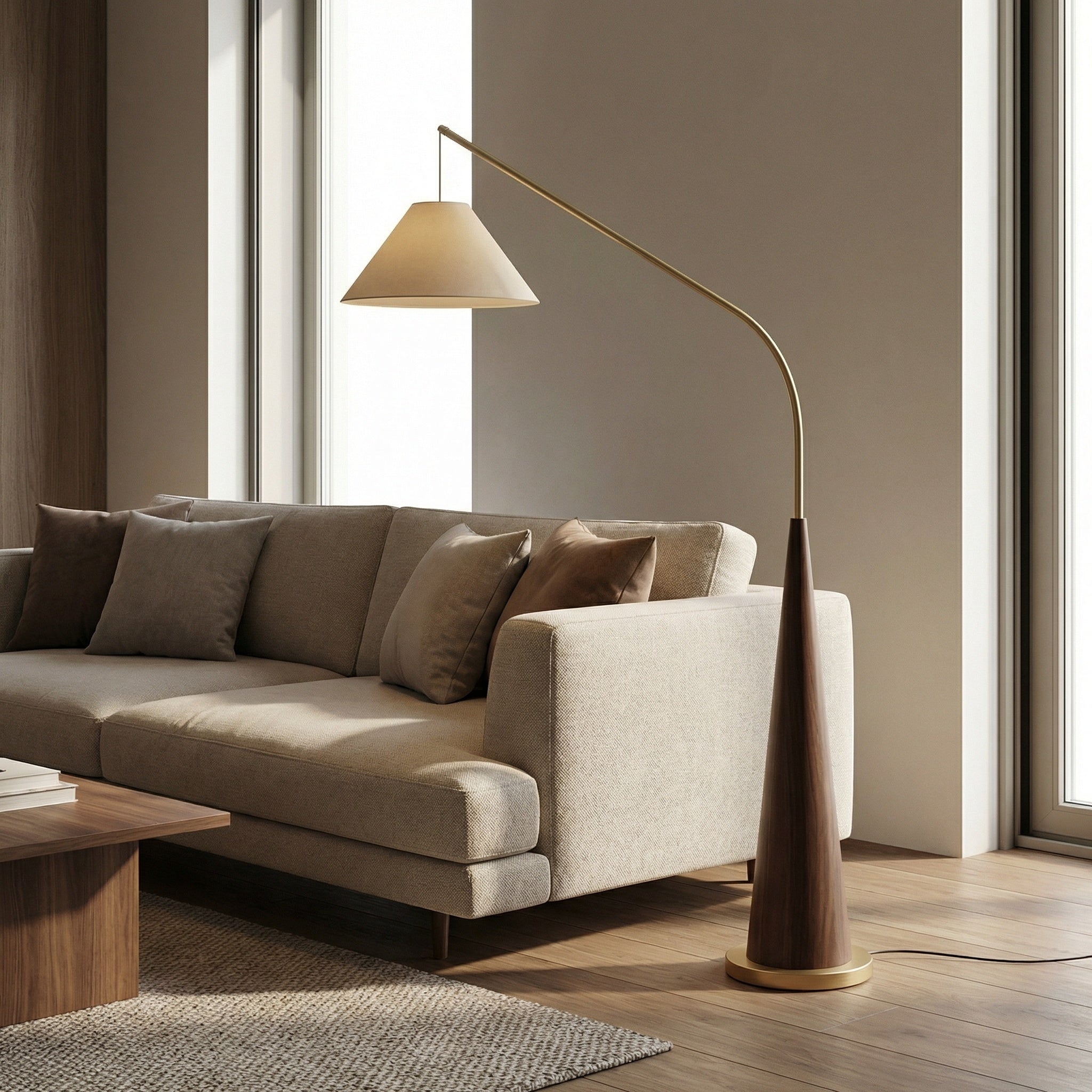 lampadar dimabil 210 cm h, cu finisaj efect nuc Yron, homedit - Image 3