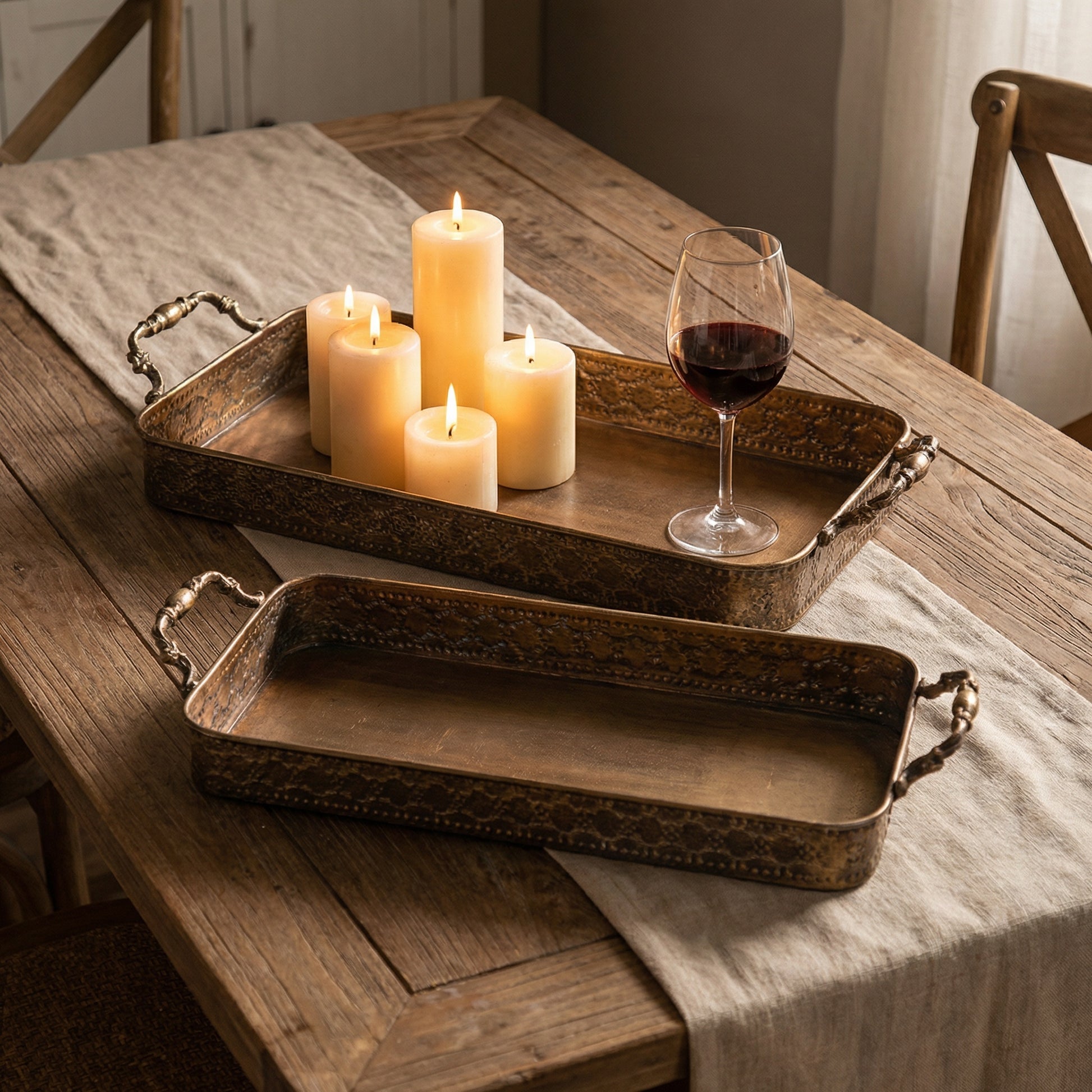 Set de 2 tăvi din fier cu margini decorative Hary, homedit - Image 3