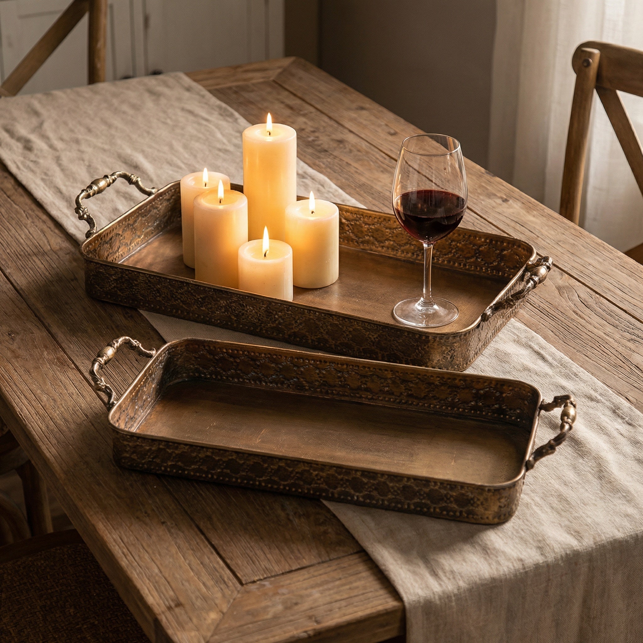 Set de 2 tăvi din fier cu margini decorative Hary, homedit - Image 3