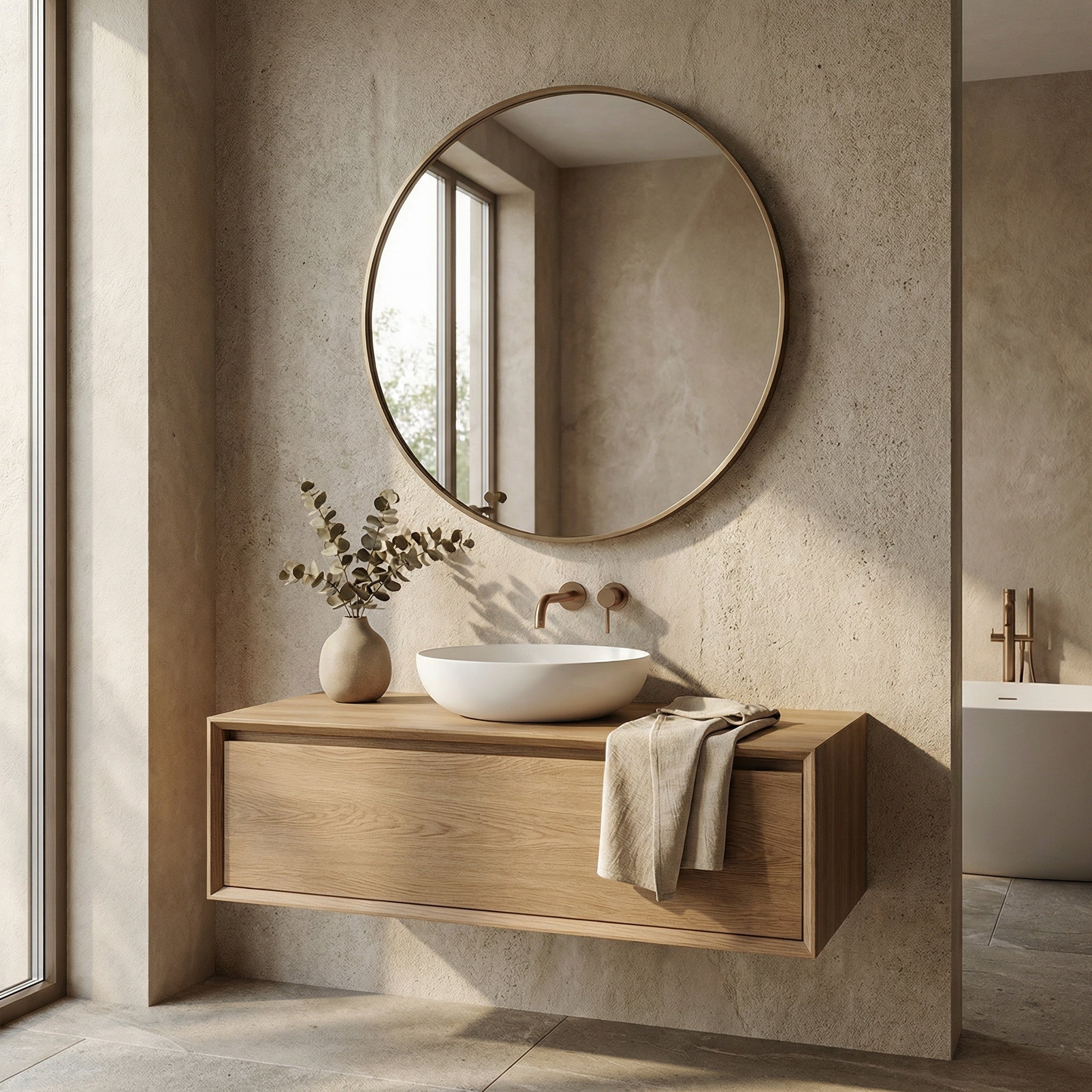 oglinda rotunda cu rama metalica, 80 x 2,8 cm Oche, homedit - Image 3