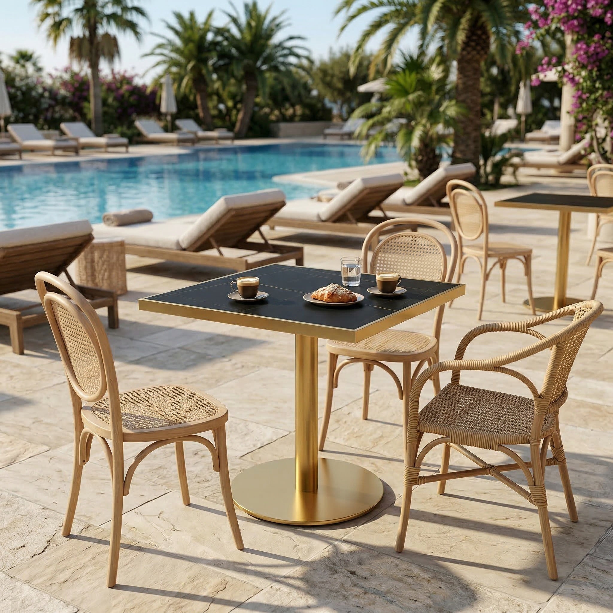 Masa cafenea  Stilo, 70 x 75 cm, Auriu periat si piatra neagra, Homedit - Image 4