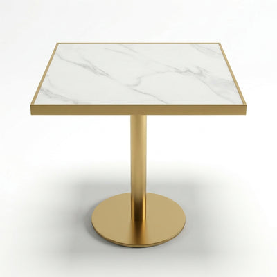 Masa cafenea Stilo, 70 x 75 cm, Auriu periat si piatra, Homedit