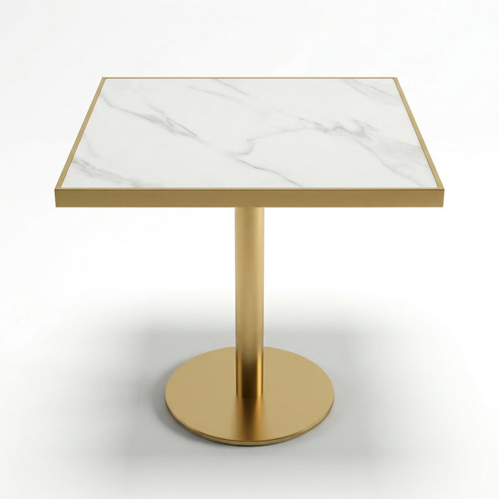 Masa cafenea Stilo, 70 x 75 cm, Auriu periat si piatra, Homedit - Image 2
