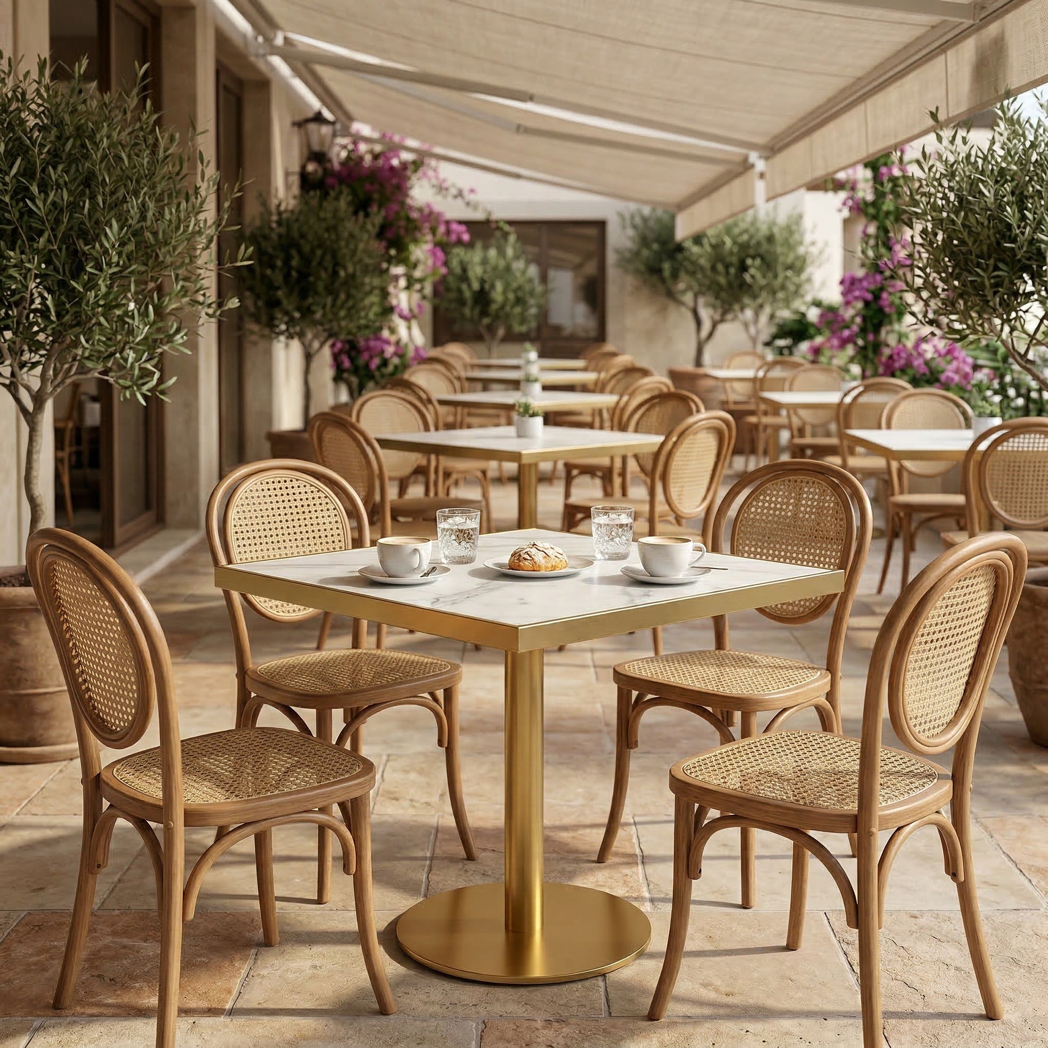 Masa cafenea Stilo, 70 x 75 cm, Auriu periat si piatra, Homedit - Image 3