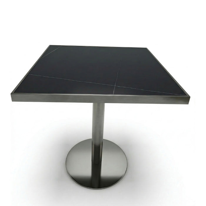 Masa cafenea Stilo, 70 x 75 cm, Otel inoxidabil si piatra neagra, Homedit - Image 2
