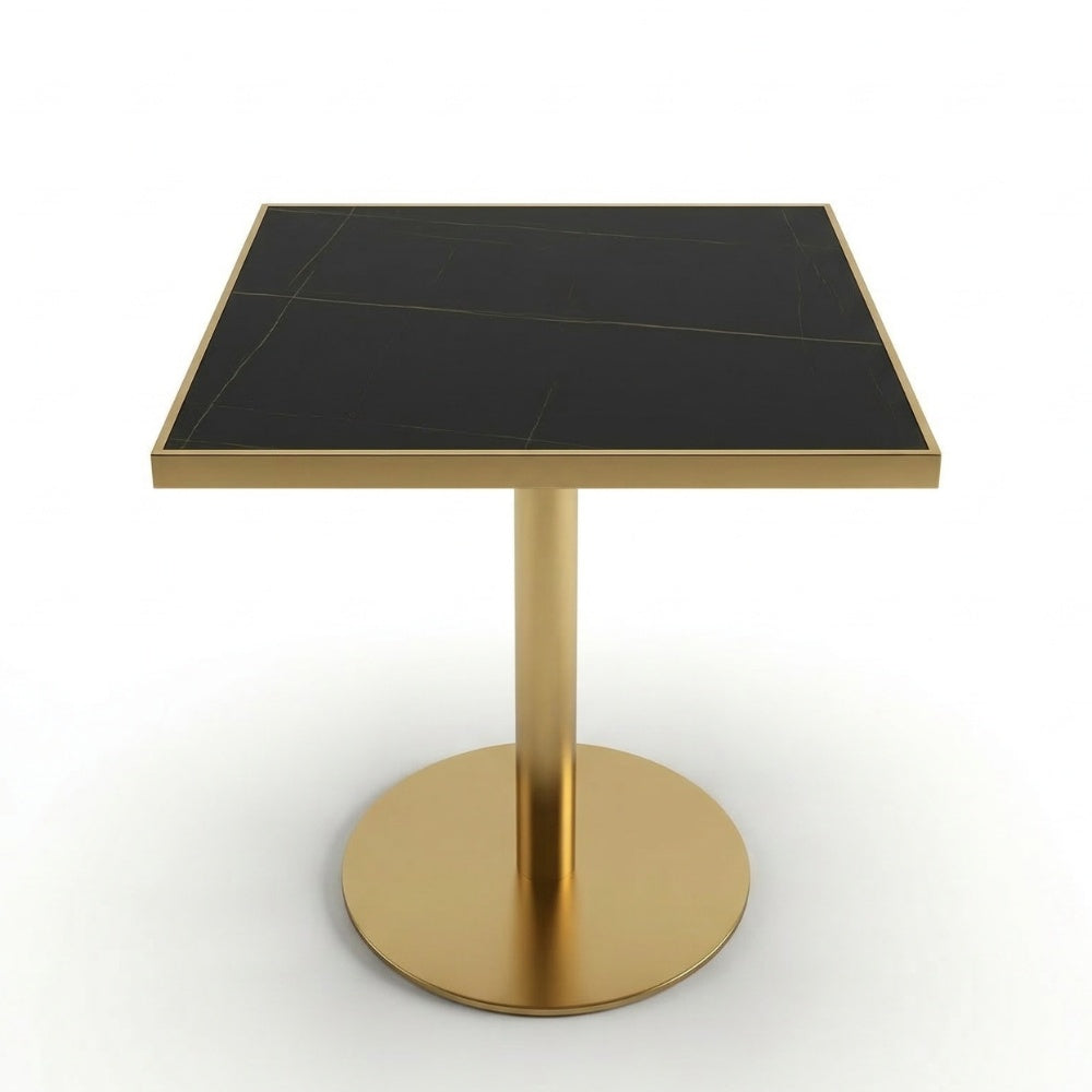 Masa cafenea  Stilo, 70 x 75 cm, Auriu periat si piatra neagra, Homedit - Image 2