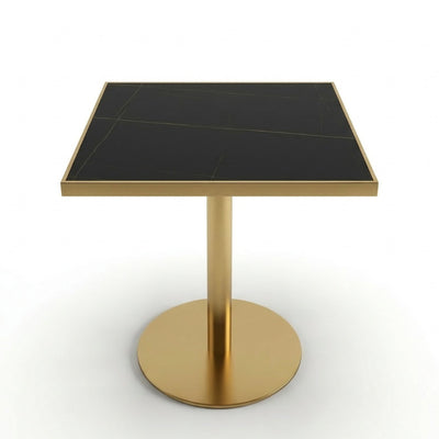 Masa cafenea  Stilo, 70 x 75 cm, Auriu periat si piatra neagra, Homedit
