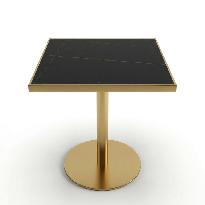 Masa cafenea  Stilo, 70 x 75 cm, Auriu periat si piatra neagra, Homedit - Image 2