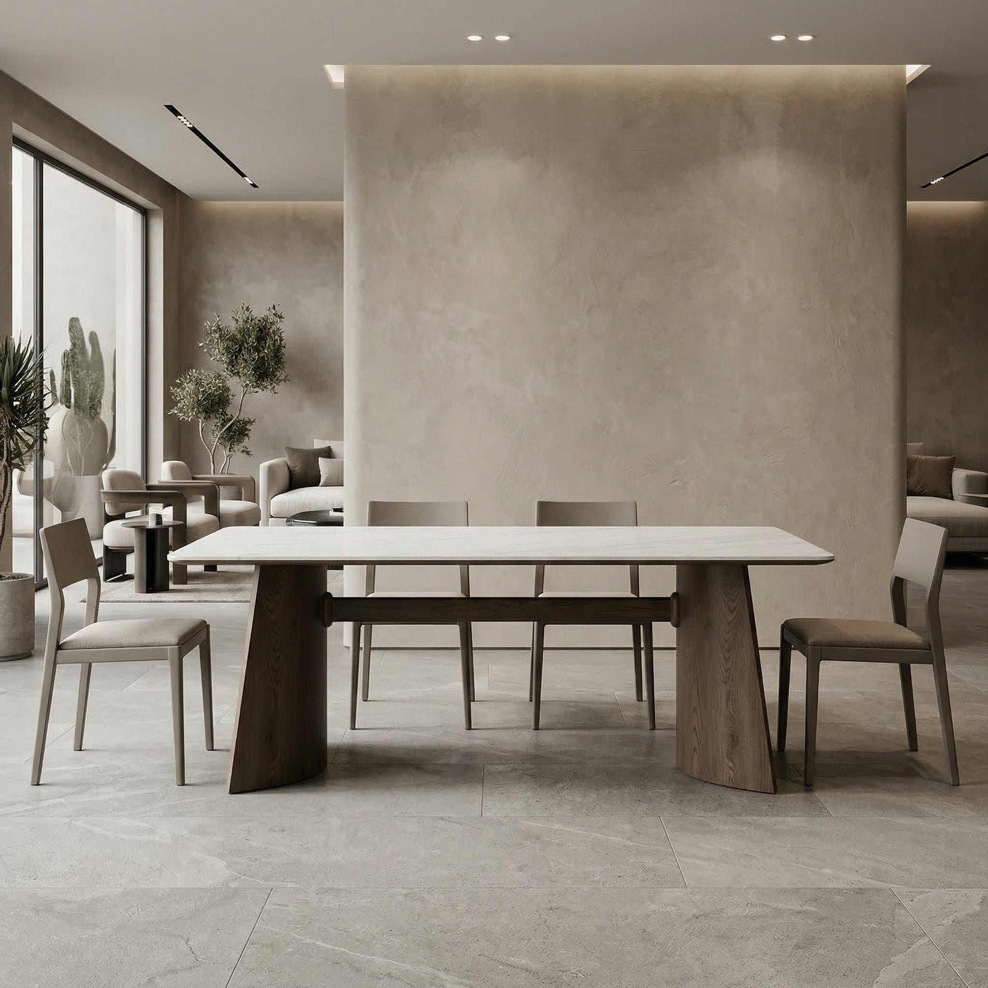 Masa Dinning Calvero, microcristal si lemn masiv, Homedit - Image 3