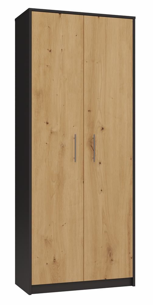 Raft Oliv 2D cu 2 Uși și 8 Rafturi, 74 x 180 x 35 cm, Antracit - Stejar Artisan, Homedit