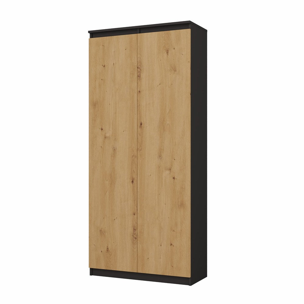 Raft Hemn RS-80 cu 8 polițe închise, 80 x 180 x 35 cm, Antracyt - Stejar Artisan, Homedit