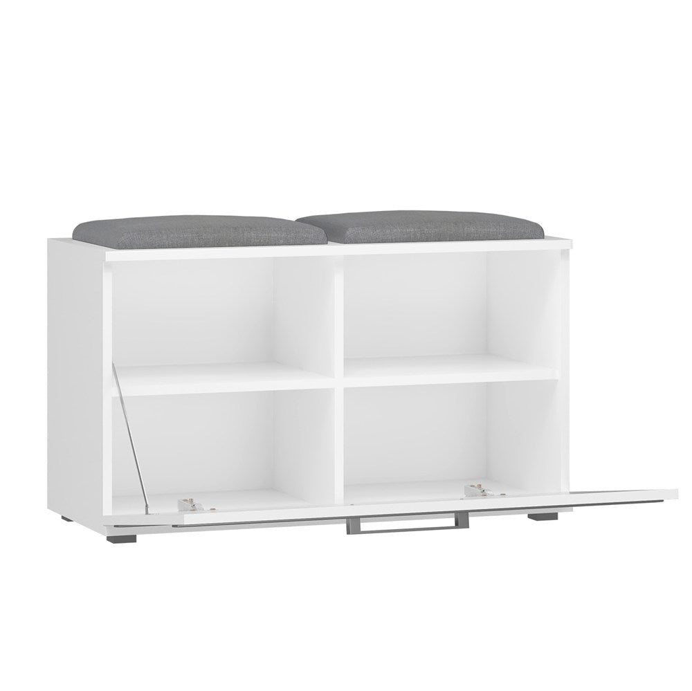 Pantofar cu Șezut OPAL cu 4 Rafturi, 85 x 45 x 35 cm, Alb Mat, Homedit