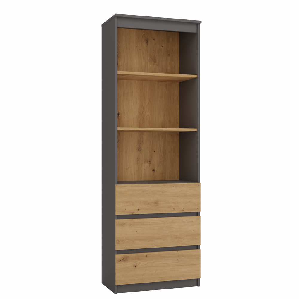 Raft Olimp RS-60 cu 3 Sertare și 3 Polițe, 60 x 180 x 35 cm, Antracit Stejar Artisan, Homedit