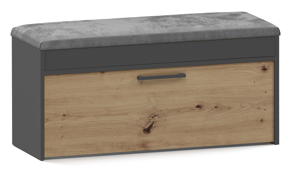 Pantofar Parma cu Șezut și Spațiu Depozitare, 100 x 49 x 35 cm, Antracit / Stejar Artisan, Homedit