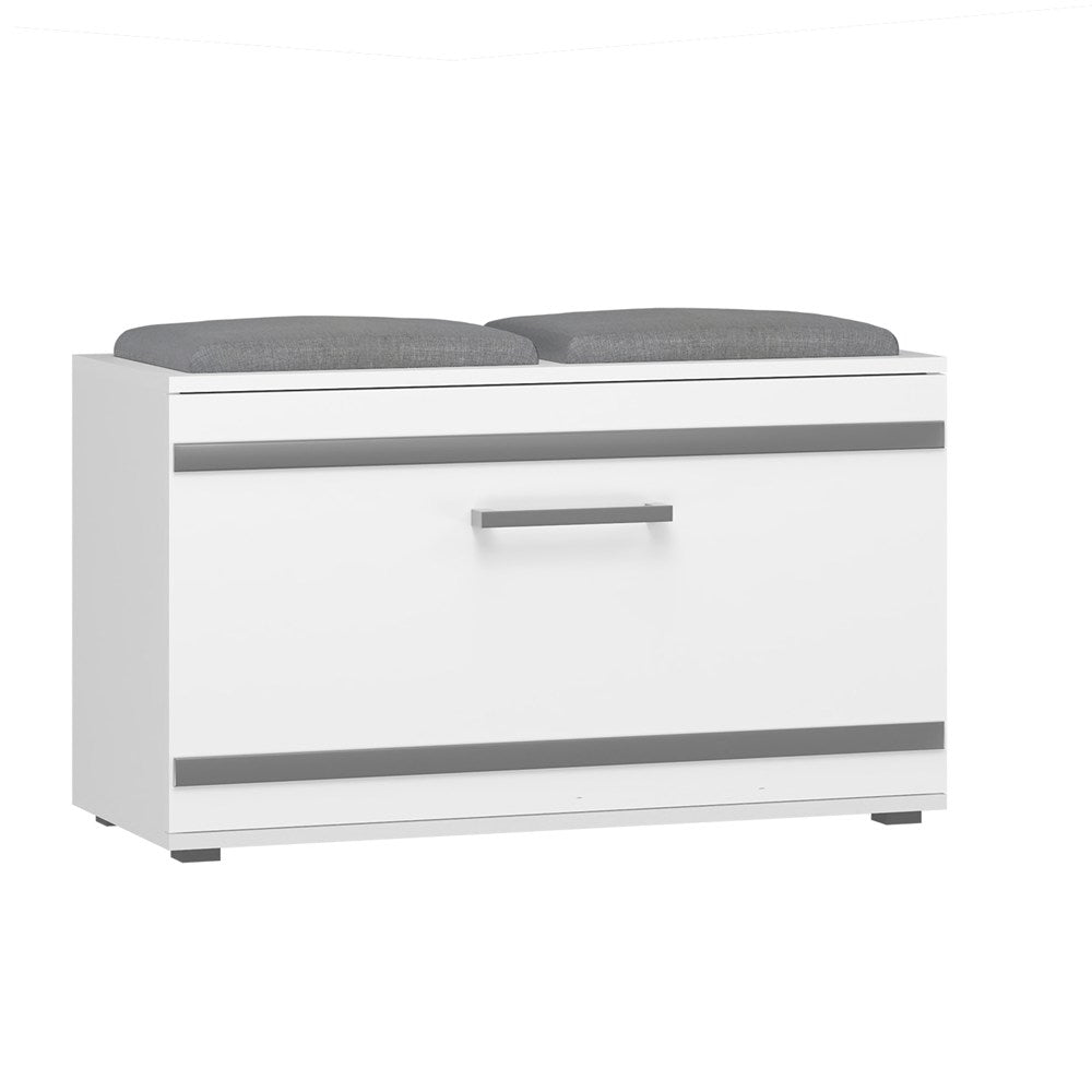 Pantofar cu Șezut OPAL cu 4 Rafturi, 85 x 45 x 35 cm, Alb Mat, Homedit