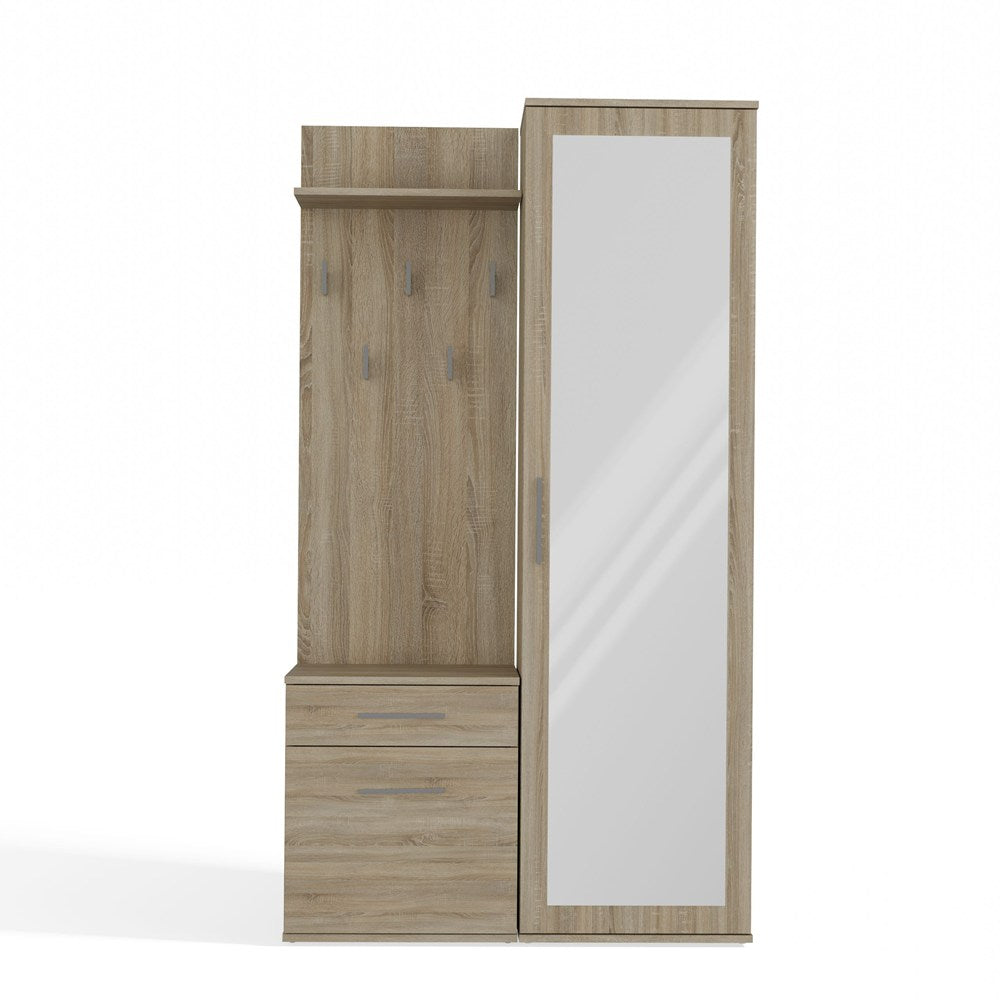 Garderobă Modulară DUO cu Dulap, Cuier și Corp Inferior, 150 x 180 x 35 cm, Stejar Sonoma, Homedit