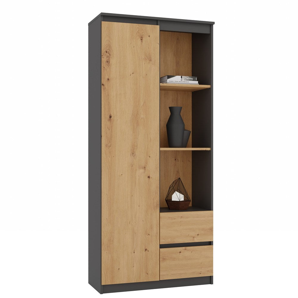 Raft Bily RS-80 cu 7 Polițe, 80 x 180 x 35 cm, Antracit - Stejar Artisan, Homedit