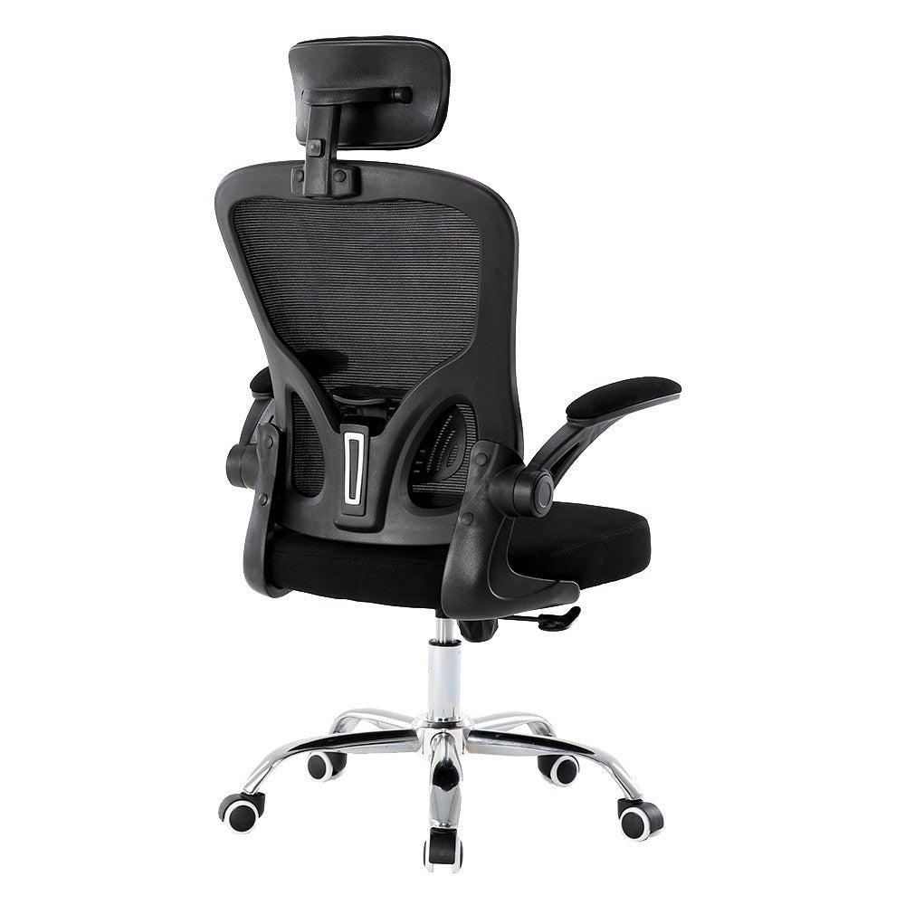 Scaun de birou Dory Ergonomic, cu tetieră și suport lombar, 65 x 122 x 62 cm, Negru, Homedit