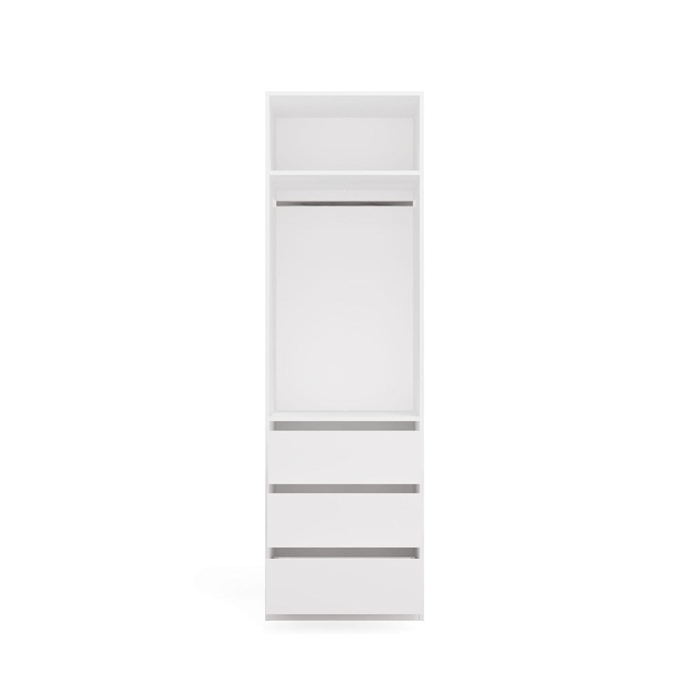 Garderobă Modulară OPENO 1W1P3S cu Bară Haine și 3 Sertare, 60 x 200 x 50 cm, Alb, Homedit