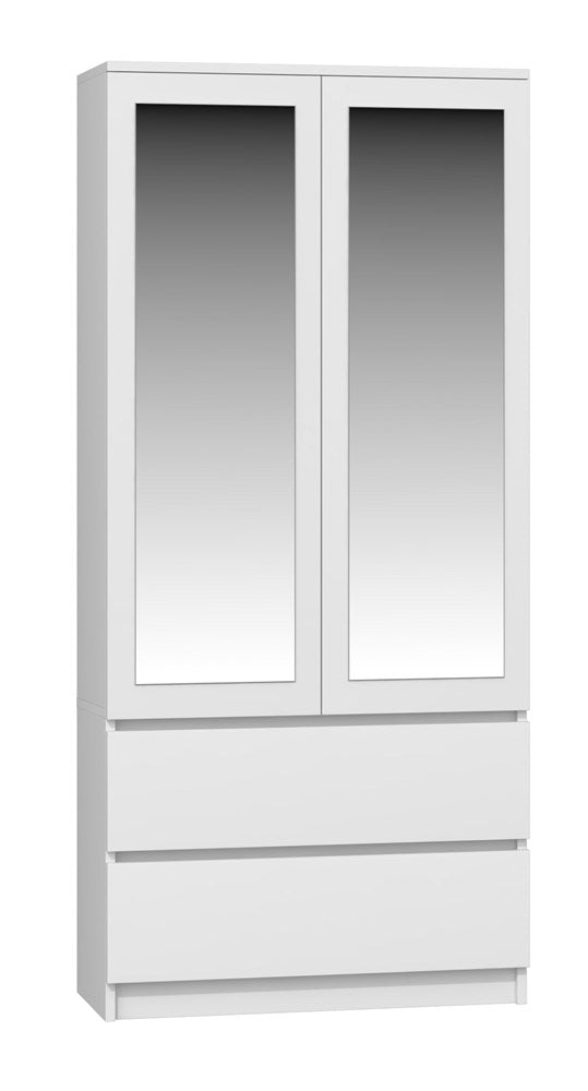 Dulap Malwa SS-90 cu 2 Oglinzi, 90 x 180 x 50 cm, Alb Mat, Homedit