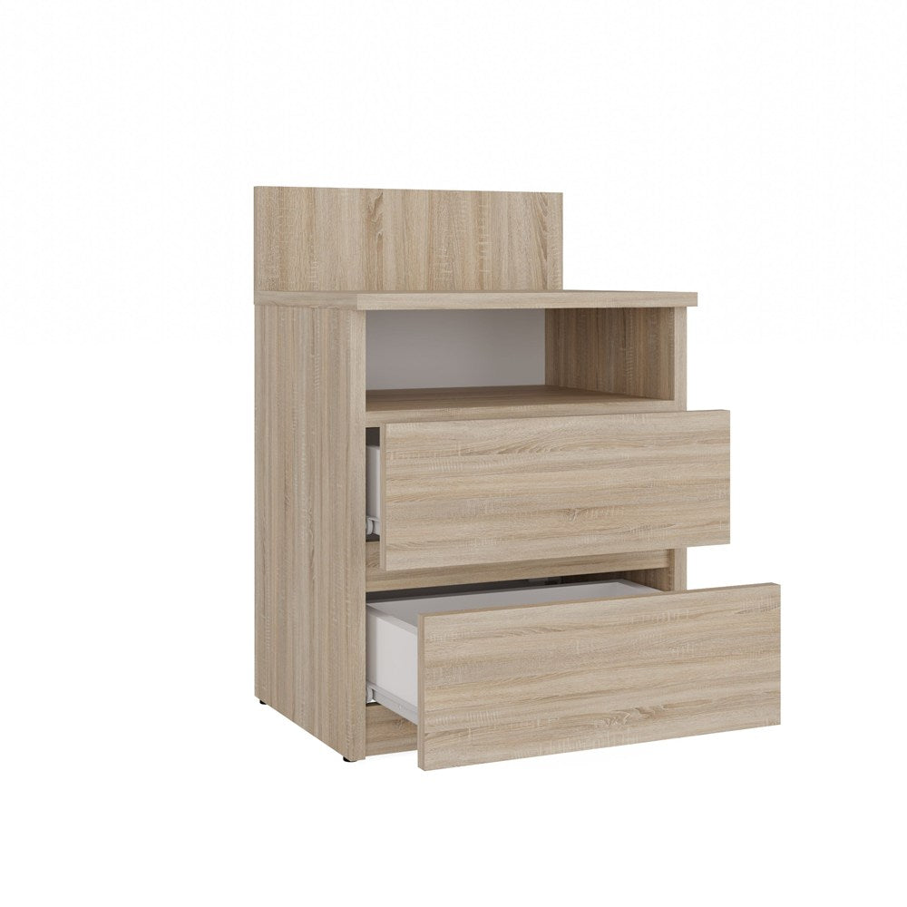 Noptieră Modernă Malwa M1 cu 2 Sertare, 40 x 59 x 32 cm, Stejar Sonoma, Homedit