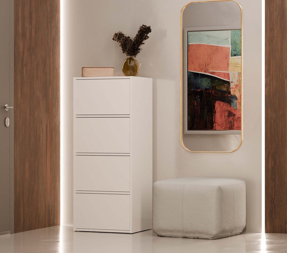 Comodă ALMA cu 4 Uși și 4 Rafturi, 50 x 119 x 40 cm, Alb, Homedit
