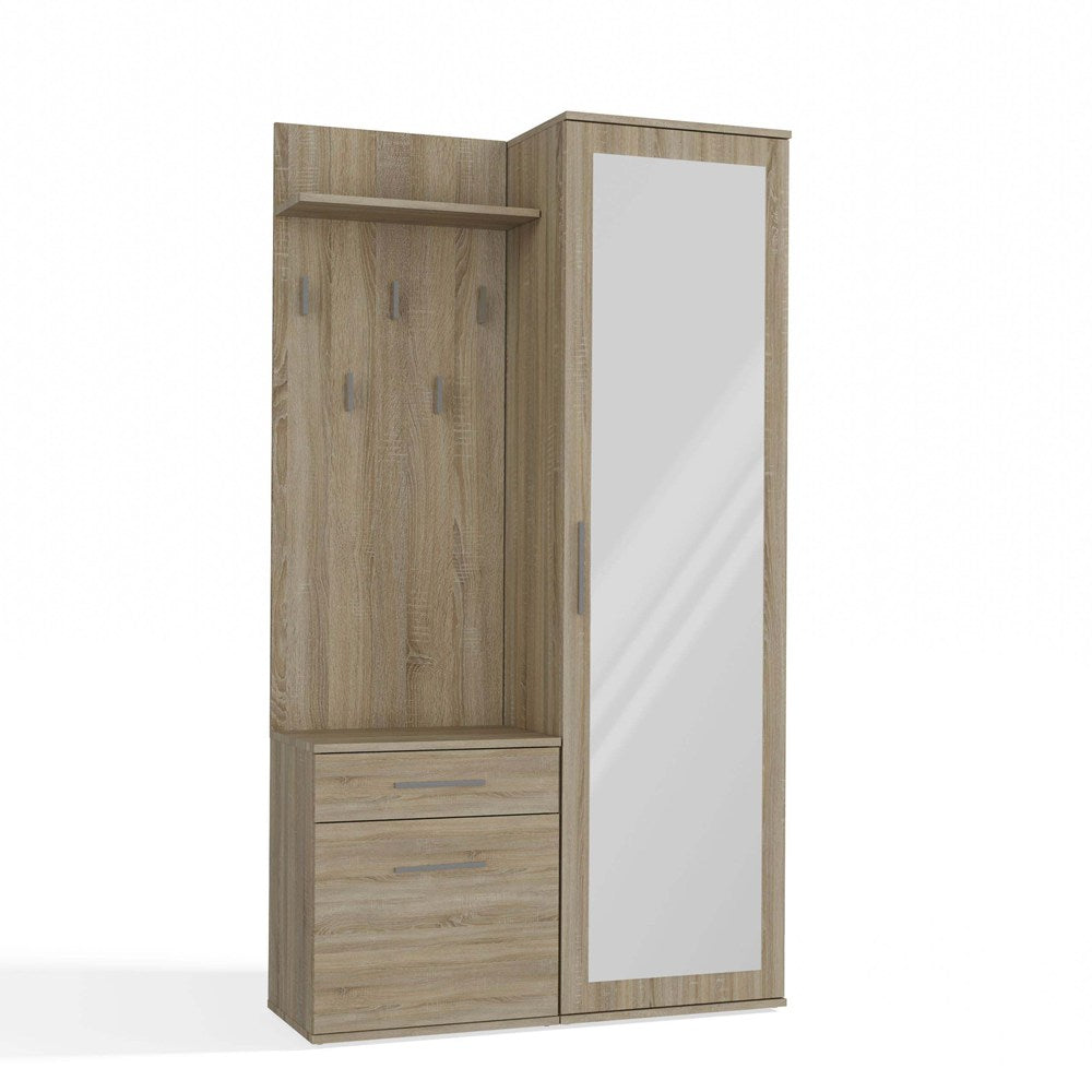 Garderobă Modulară DUO cu Dulap, Cuier și Corp Inferior, 150 x 180 x 35 cm, Stejar Sonoma, Homedit
